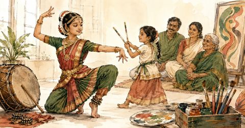 Tamil dancers performing traditional Bharatanatyam and folk dance on stage, celebrating Tamil culture, creativity and community across generations.
