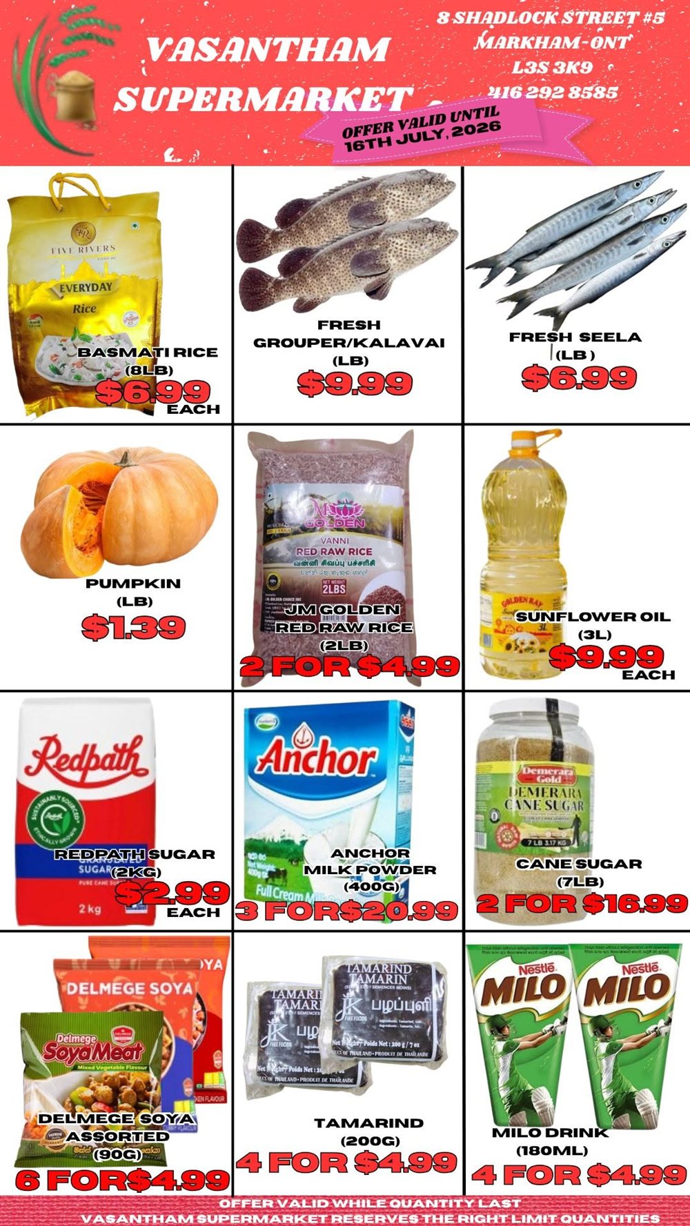 Vasantham Super Market Weekly Flyer - July 9 - 16, 2026 photo 1