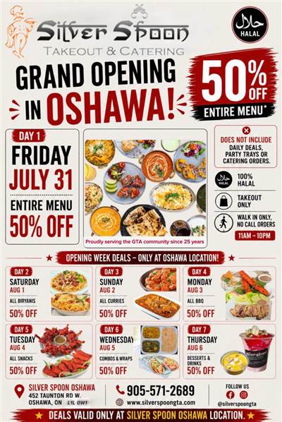 Silver Spoon Oshawa Grand Opening – 50% Off Opening Week Deals