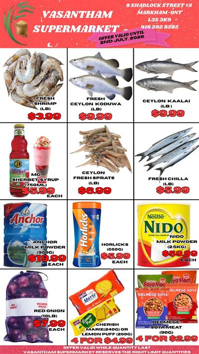 Vasantham Super Market Weekly Flyer - June 26 - July 2, 2026