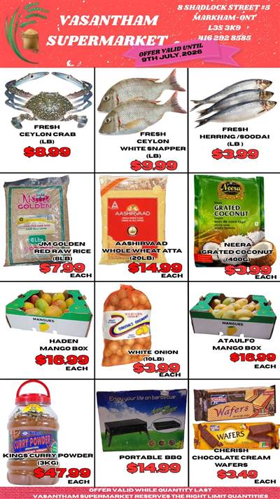 Vasantham Super Market Weekly Flyer - July 3 - 9, 2026