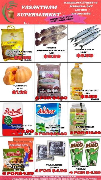Vasantham Super Market Weekly Flyer - July 9 - 16, 2026