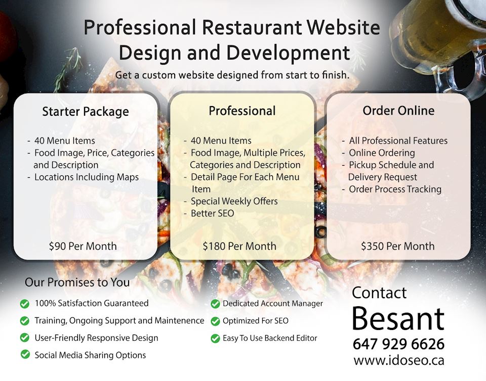 Restaurant Website Design and Maintenance 