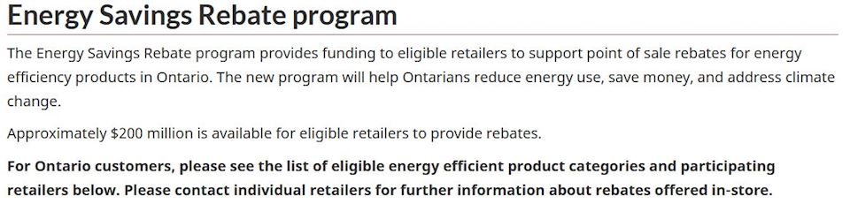 Ontario Energy Savings Rebate - 25% Off Appliance until Mar 31, 2021