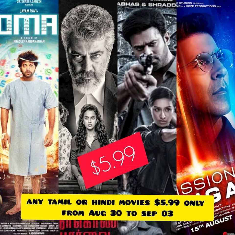 LONG WEEKEND SPECIAL - Any Tamil or Hindi Movies for $5.99 at Woodside Cinemas